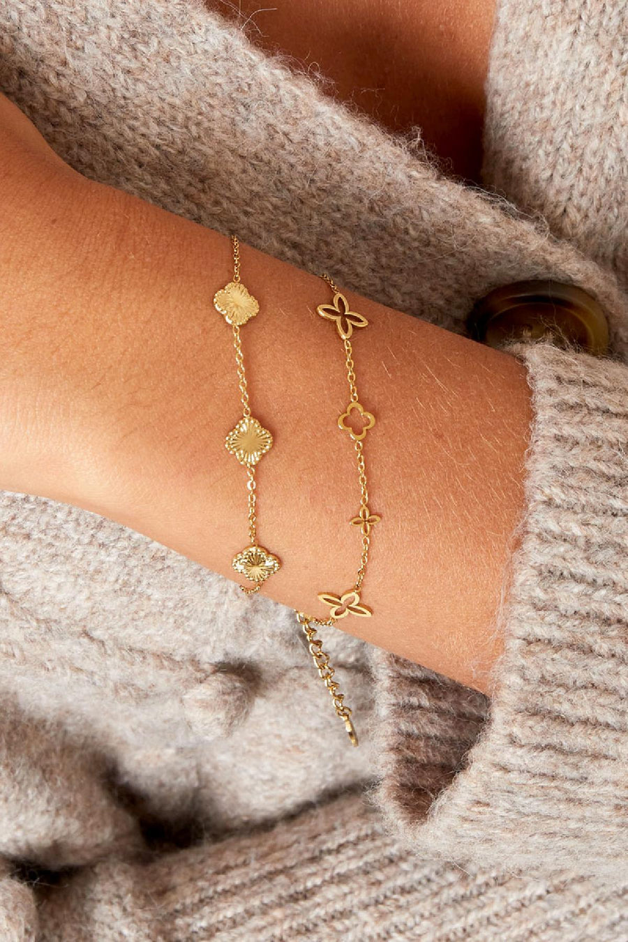 Triple Luck Klaver Armband Edelstahl