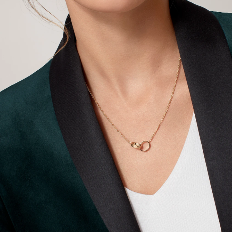 LOVE HALSKETTE DOPPELRING  | GOLD