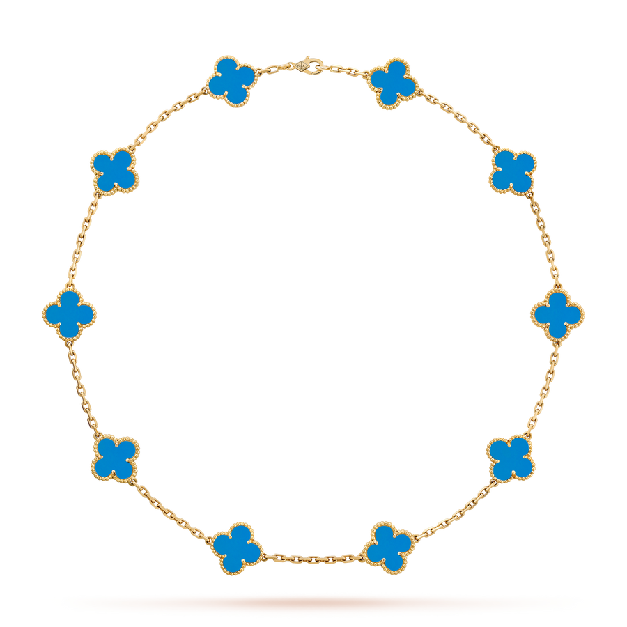 HALSKETTE KLEEBLATT 10 DESIGNS | BLAU
