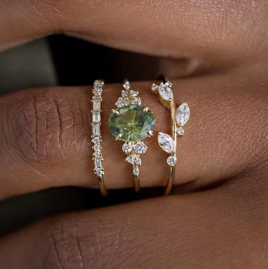 Jardin Ring mit grünem Kristall