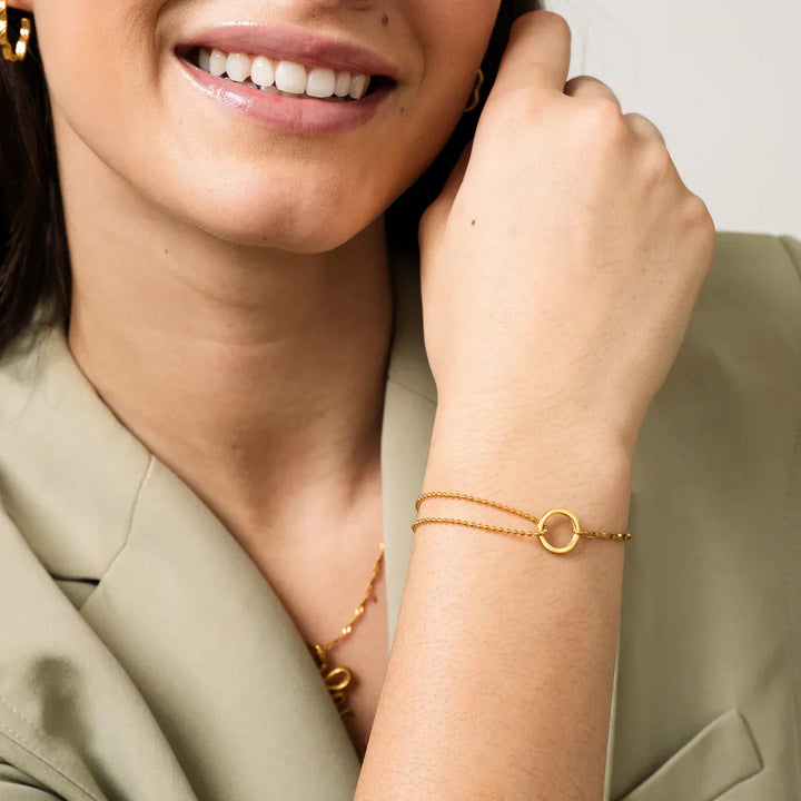 Armband mit Anhänger Tennis Box – Gold